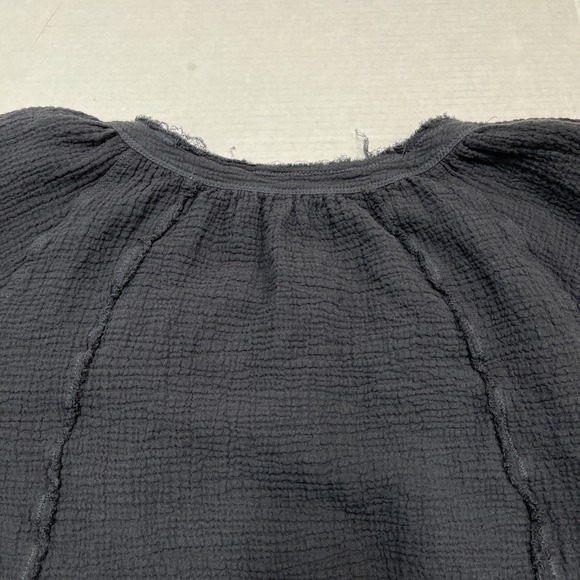 We The Free Top Womens L Lucy Swing Black Cotton Gauze Oversized Button Down - Picture 14 of 14